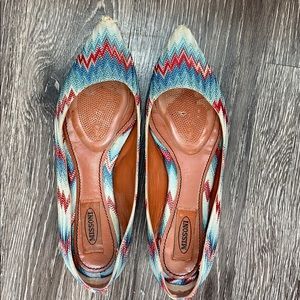 Missoni zig zag flats. Blue, red, & cream